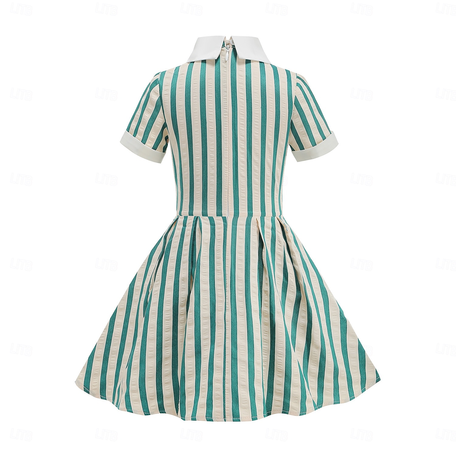 Vintage inspiriert Midlänge A-Linie Kleid Swing-Kleid Kurze Ärmel Gestreift A-Linie Kostüm Mädchen Kindertag Maskerade Urlaub Alltagskleidung Kinder Kleid Abschlussballkleider Frühling & Sommer 2026 - $52.99 –P3