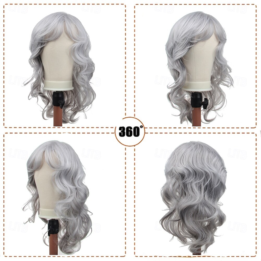 Silver Grey Wigs for Women, Shoulder Length Wavy Hair with Side Bangs, Natural Looking Heat Resistant Synthetic Wig for Daily Wear, Party 2026 - $21.99 –P2