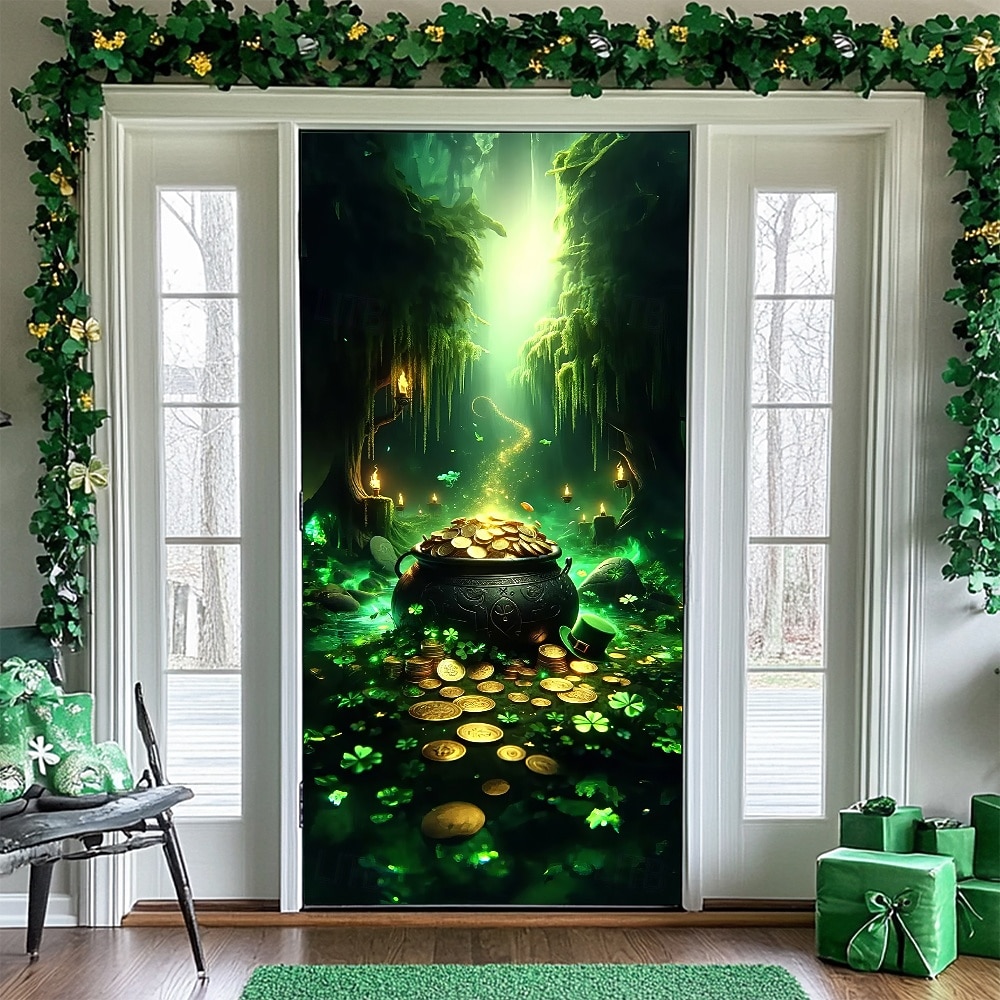 Dia de São Patrício Pôsteres Tampa da porta Banners externos Trevo Estilo bonito 3D Fantasia. De Festa Dorm Sala de Adolescentes Dormitório da faculdade Quarto de fraternidade da caverna masculina de 2026 por $17.99 –P2