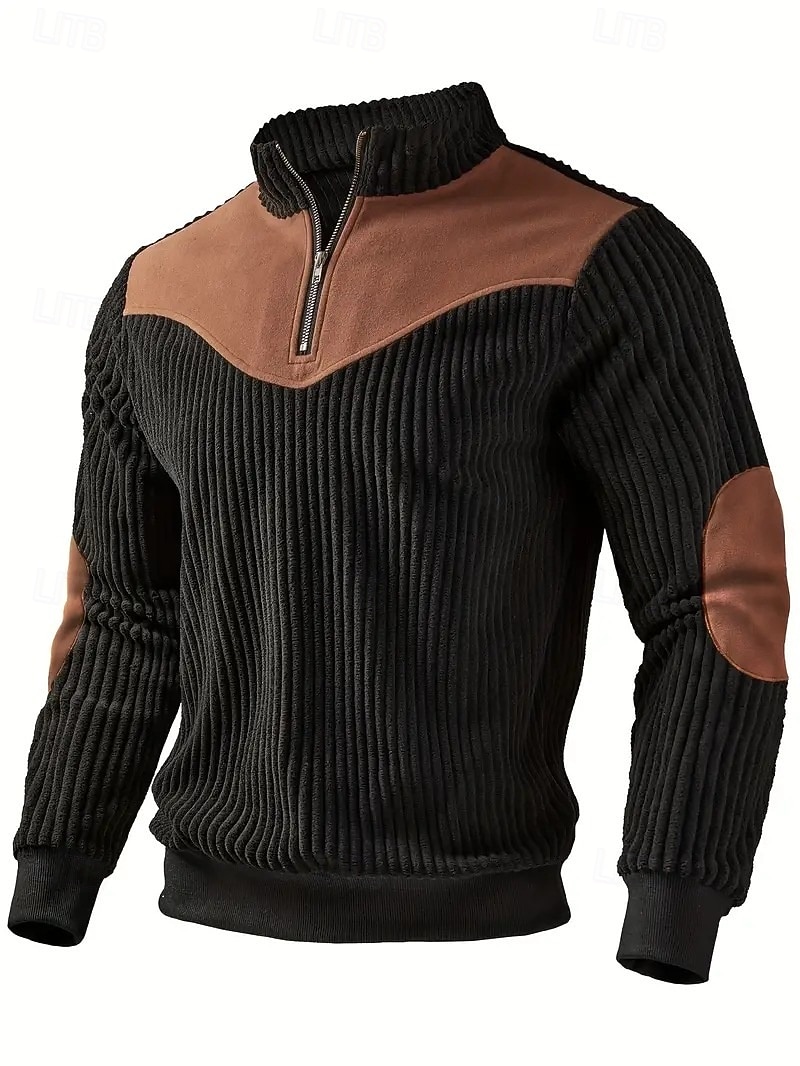 Hombre Polo Camisetas polo Vacaciones Calle Cremallera de un cuarto Manga Larga Moda Básico Bloque de color Retazos Bolsillo Otoño invierno Ajuste regular Negro Blanco Color Caquí Verde Ejército Polo 2026 - $22.99 –P2