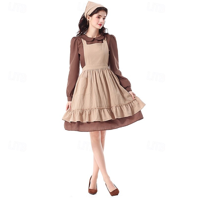 250º Aniversario de EE. UU. Siglo 19 década de 1800 Vestido de la pradera Conjunto de gorro y delantal Larga Chica pionera Colonial Pionero Guerra Revolucionaria Disfraz Mujer Víspera de Todos los 2026 - $46.99 –P3
