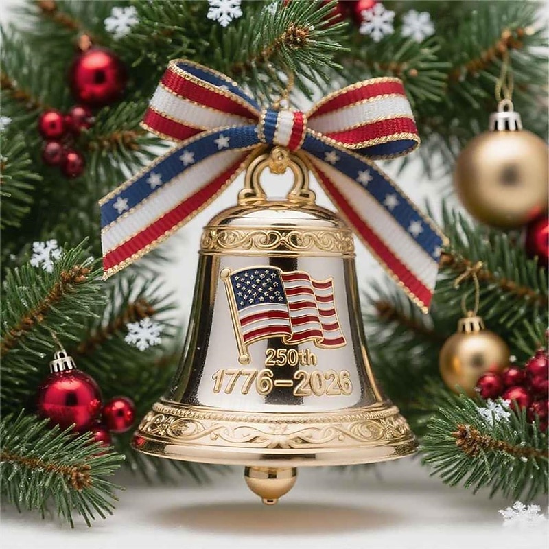 United States 250th Anniversary Bell Ornament - Handmade 3D Metal Enamel Crafted Commemorative Hanging Decor for Patriotic Christmas Tree, Collectors Gift, Outdoor Garden Fence Patio Decor 2026 - $5.99 –P2