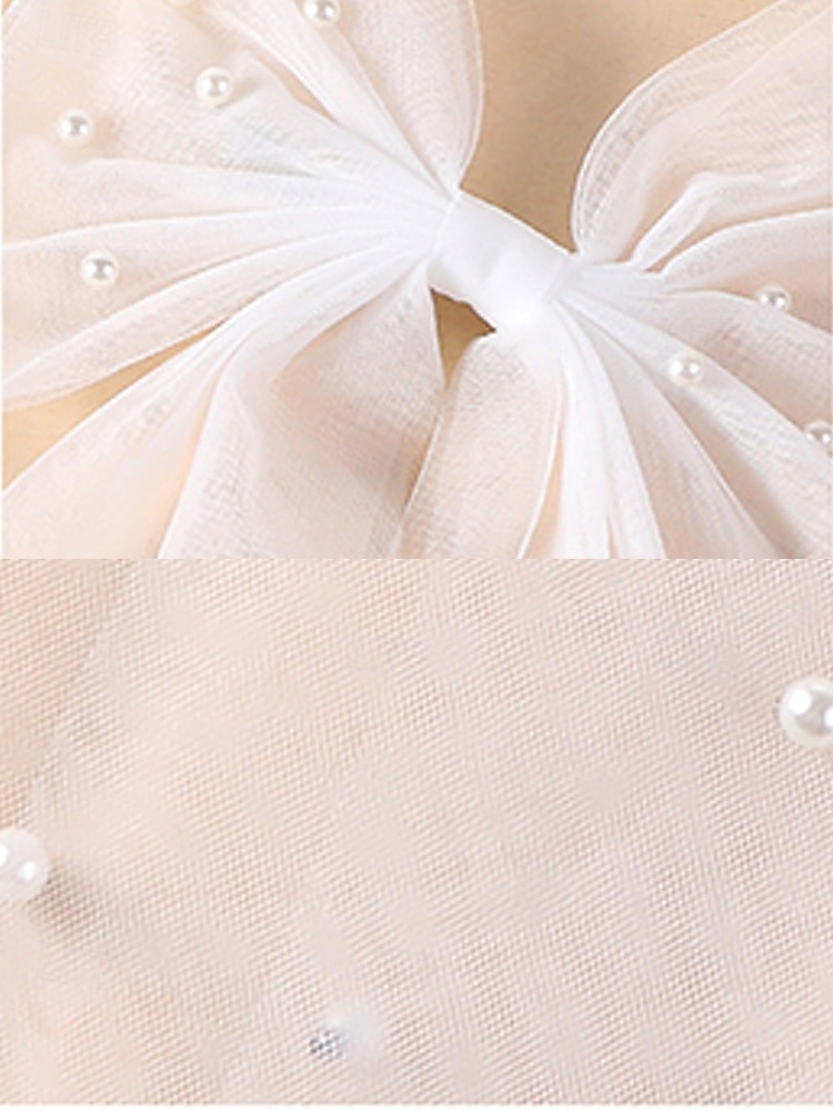 Elegante bruidssluier van tule met vlindermotief en imitatieparels, een bruidshoofdtooi van mesh in verschillende kleuren voor formele avondfeesten en bruiloften, en een haaraccessoire voor gala's en speciale gelegenheden. 2026 - $11.99 –P5