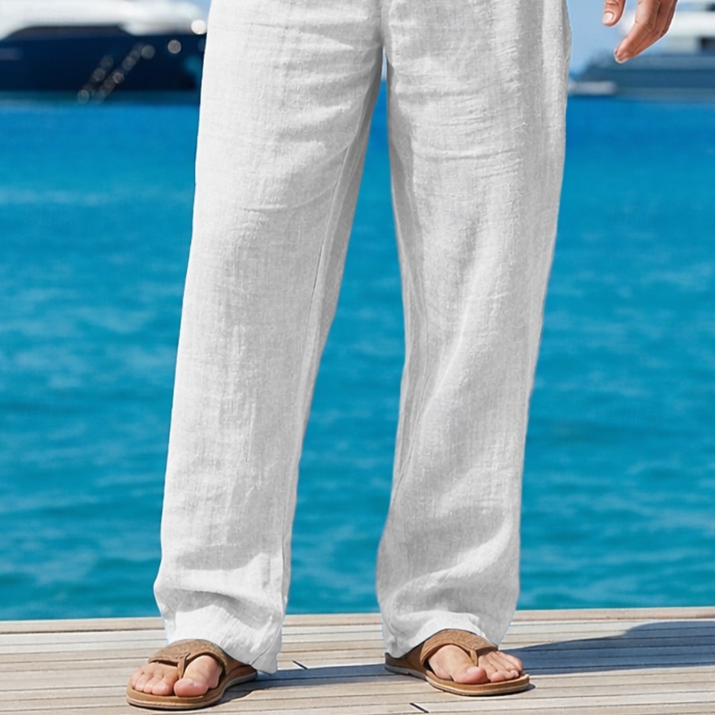 Per uomo Pantaloni di Lino Pantaloni Pantaloni Estivi Pantaloni Larghi Pantaloni da Spiaggia Elastico in vita Gamba Dritta Semplice Comodità Traspirante Lunghezza intera Casuale Quotidiano All'aperto del 2026 a $27.99 –P2