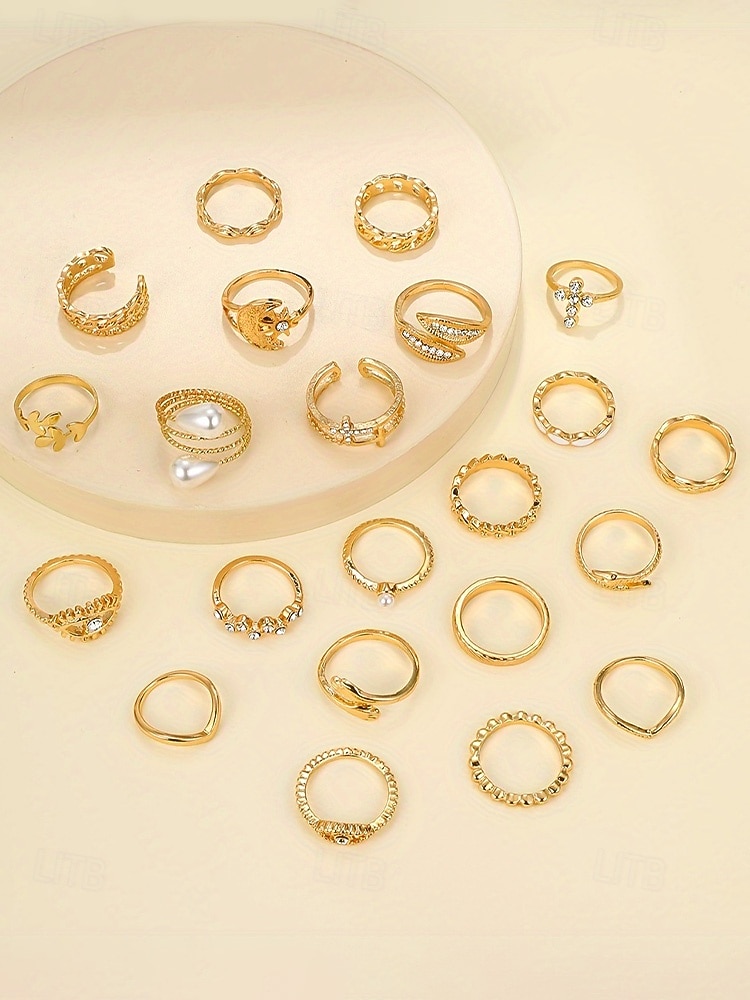 Sada dámských prstenů v bohémském stylu – slitina zlata a stříbra, různé designy, ideální pro běžné nošení i slavnostní příležitosti, moderní a jedinečné doplňky 2026 - $11.99 –P5