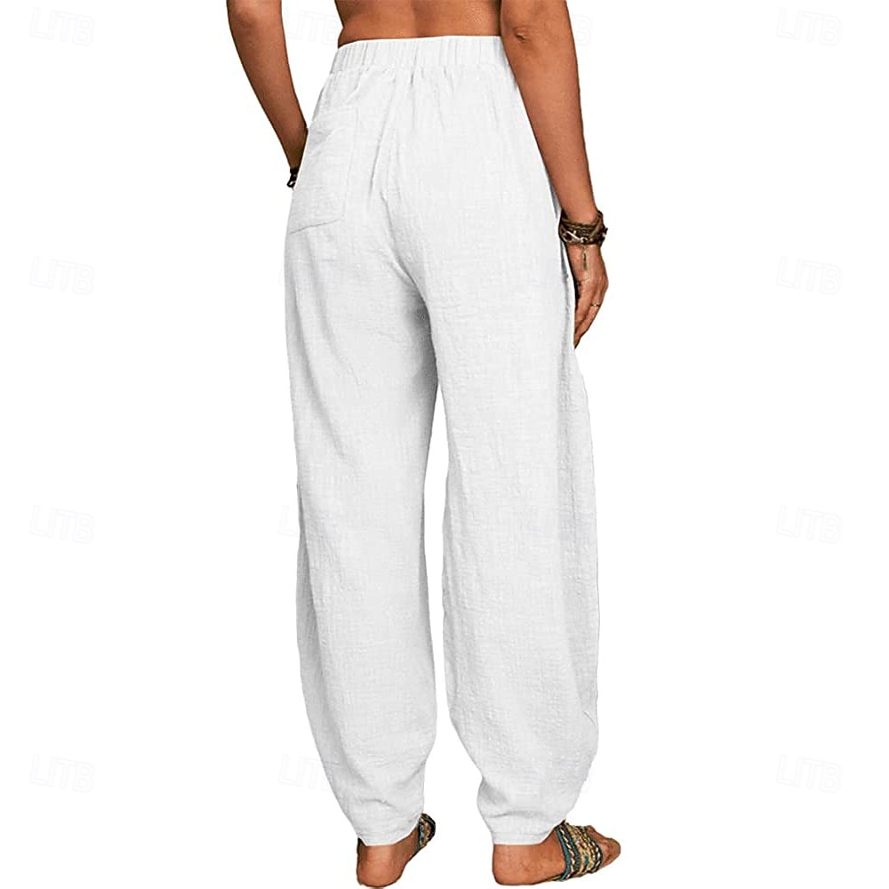 Per donna Pantaloni Pantaloni Estivi Pantaloni Larghi Pantaloni da Spiaggia Vacanza Moda Casual Quotidiano Lunghezza intera Semplice Tasca Elastico in vita Comodità Leggero Morbido Inelastico del 2026 a $9.49 –P9