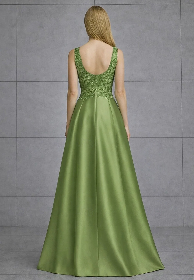 Sereia Longo Vestidos de noite Vestido de baile com sobressaia Vestido formal Elegante Sem Manga Decote V Casamento Formal Cetim Renda Sem parte Traseira com Bordado Apliques de 2026 por $205.89 –P3