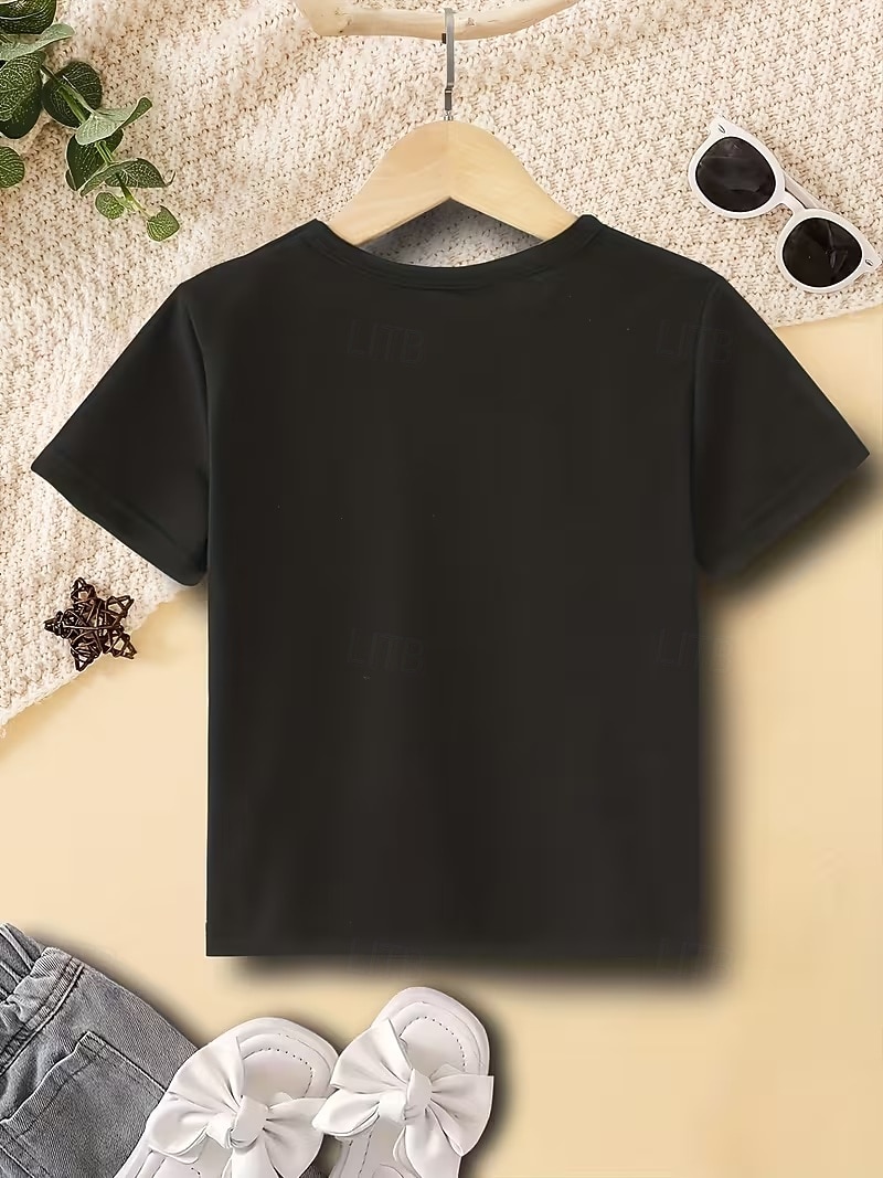Ragazze 3D Grafico Lettera Maglietta Manica Corta Stampa 3D Estate Primavera Sport Moda Streetwear Bambini 4-12 Anni Girocollo Casuale Quotidiano All'aperto Vestibilità regolare del 2026 a $12.99 –P3
