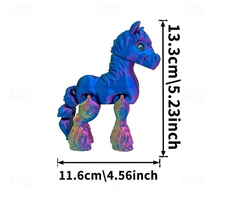 3D-printet hestestatue med bevegelige ledd, realistisk hestefigur med uttrykksfulle øyne &fluffy manke, utendørs kinesisk nyttårsdekorasjon, gave til hest som blir født i år, skrivebord &hyllepynt 2026 - $9.99 –P13
