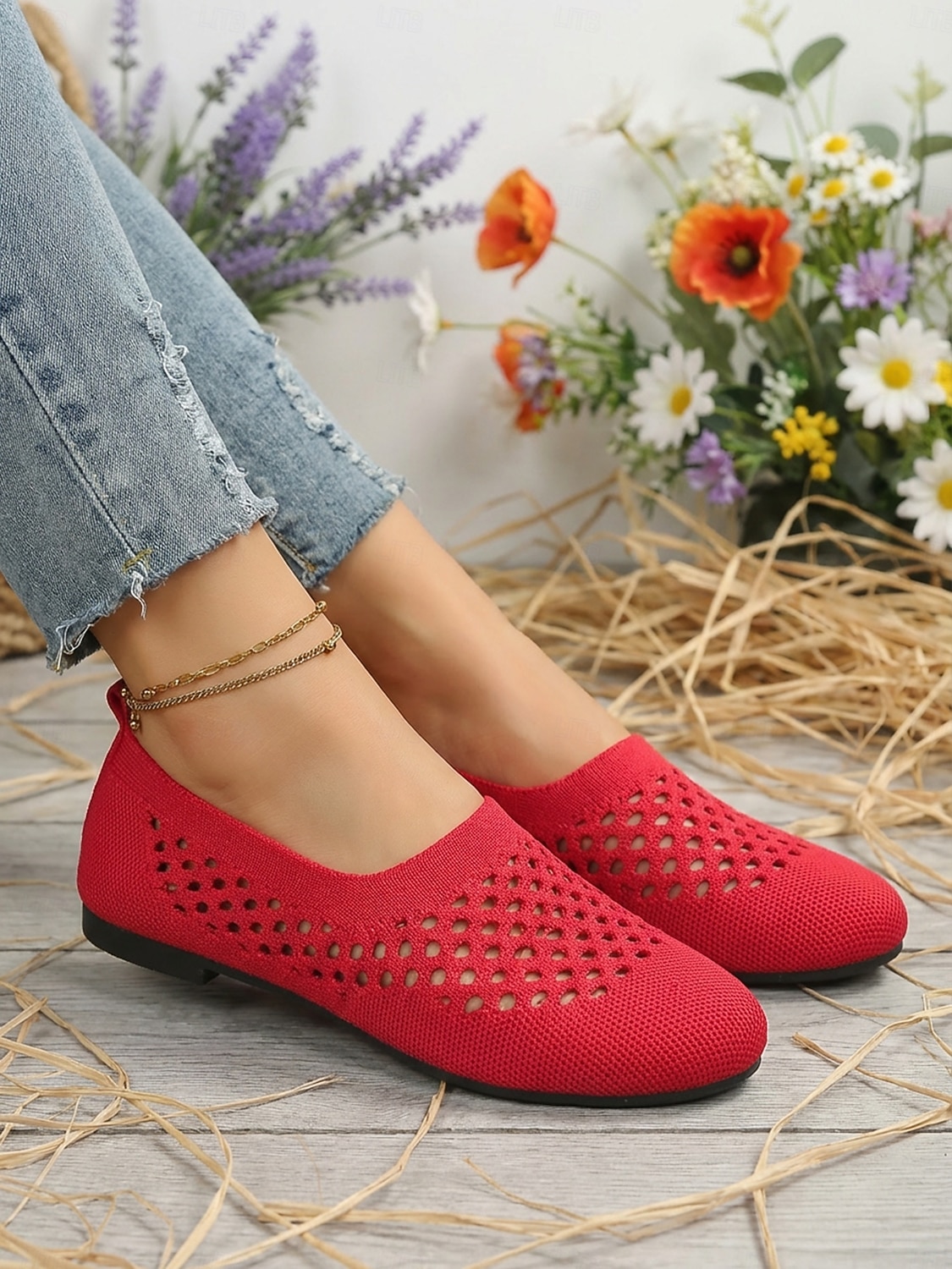 scarpe slip-on da donna in Flyknit traforato azzurro cielo – design traspirante e leggero per passeggiate quotidiane, lavoro, shopping, viaggi e comfort casual del 2026 a $26.99 –P6