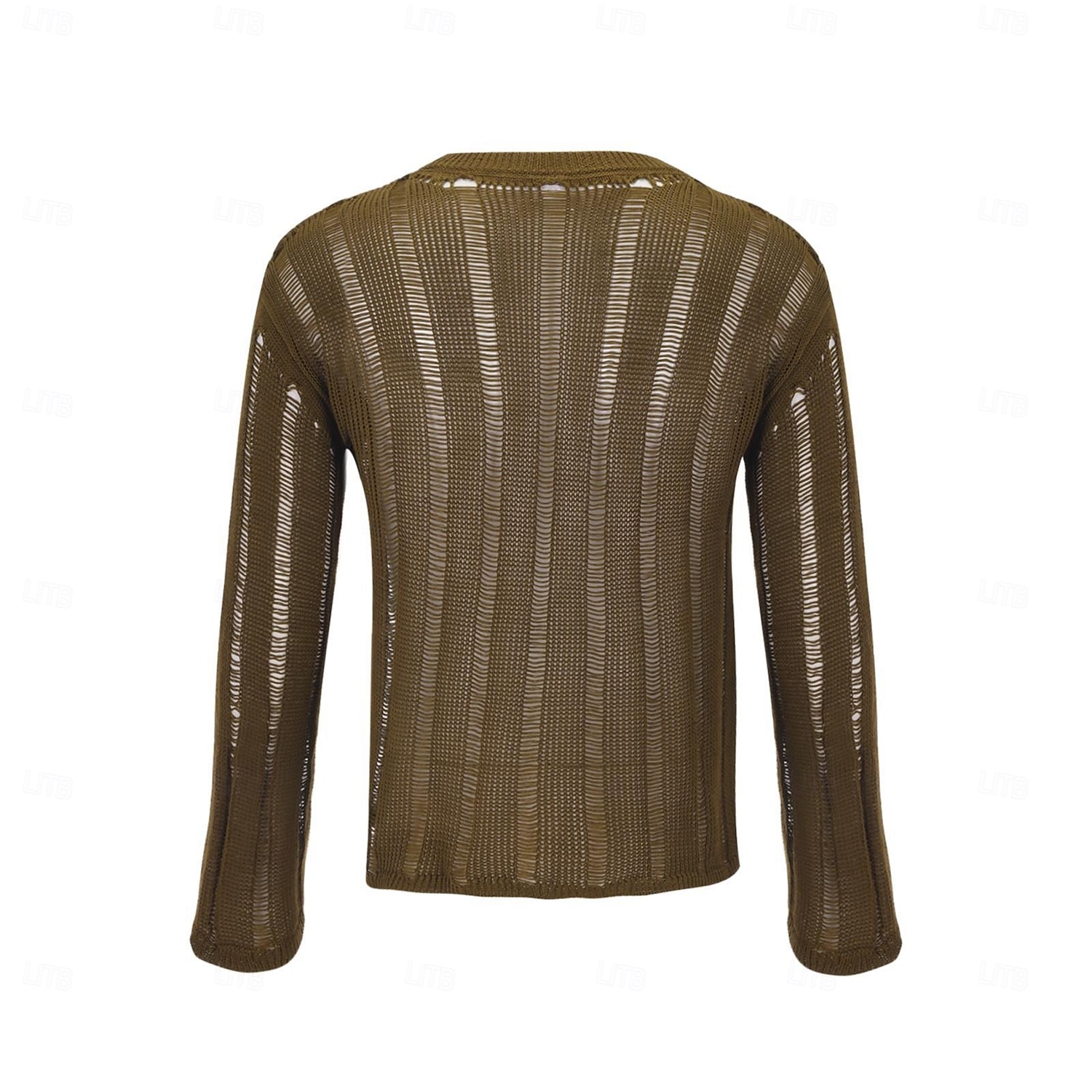 Men's Knit Tee Tee Top Long Sleeve Crew Neck Summer Solid Color Daily Casual Street Style Mesh Knitting Casual Outdoor Street Dark Brown Top Tee for Men 2026 - $26.99 –P5