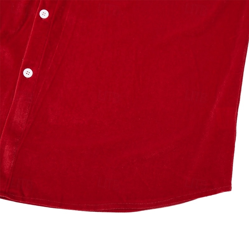 Miesten Paita Rento paita Joulupaita Samettipaita Viini Kuninkaallinen sininen Pitkähihainen Yhtenäinen väri Tavallinen Paitapuserokaula-aukko Karnevaali Joulu Napit Vaatetus Sametti Polyesteri Joulu 2026 - $25.99 –P10