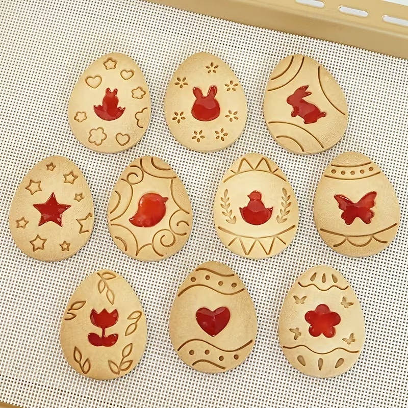 مجموعة قوالب تقطيع بسكويت عيد الفصح، ١٠ قطع من قوالب ضغط البسكويت، مجموعة قوالب تقطيع بسكويت بيض عيد الفصح مع مجموعة طوابع ضغط، أدوات مطبخ، طوابع بسكويت بلاستيكية 2026 - $9.99 –P6