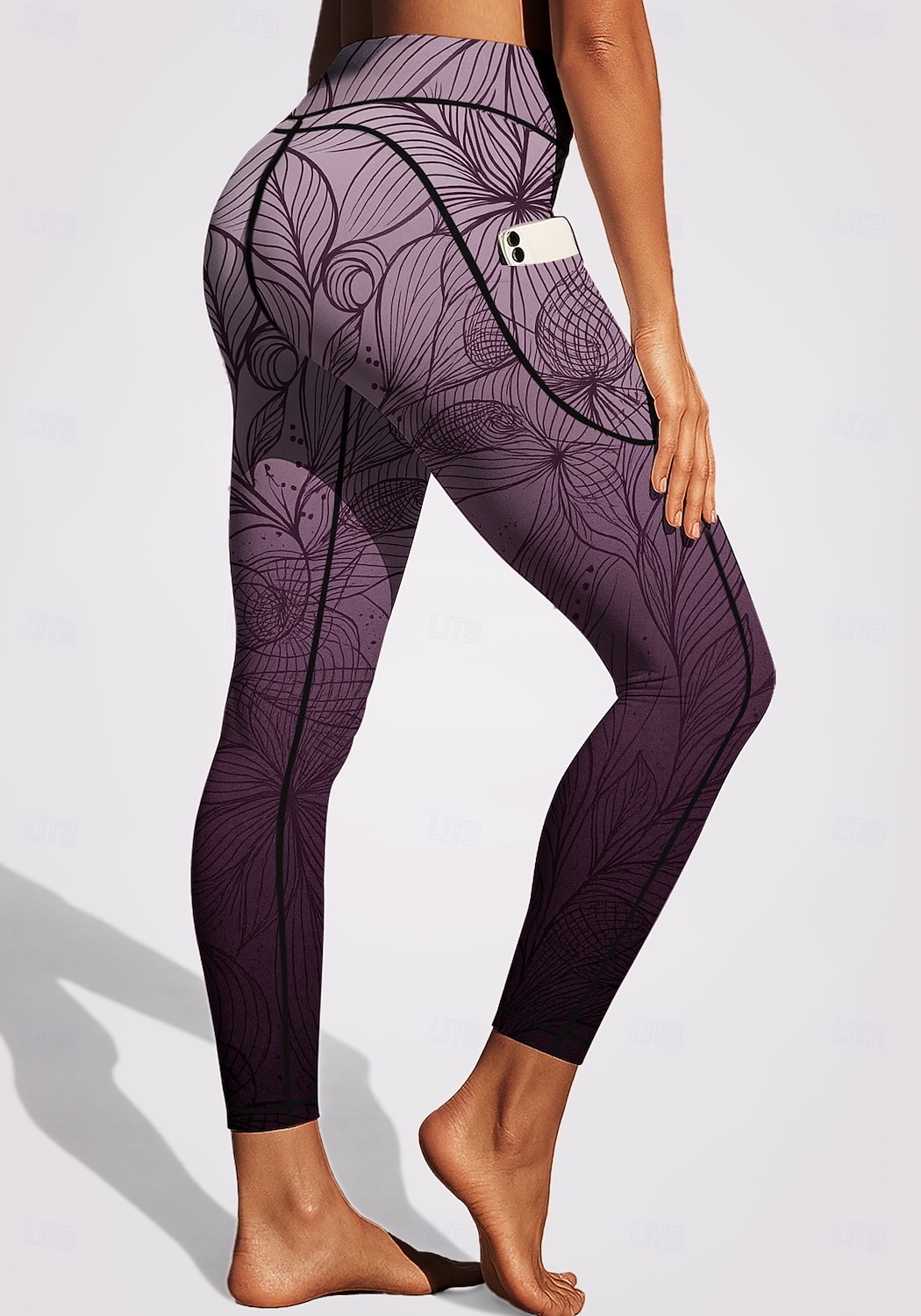 Damen Pilates-Leggings Fitnesshose Lässige Leggings Taschen Stempelsteuer Patchwork Pilates Fitnessstudio Fitnesstraining Hosen Strumpfhosen Leggings Blumenmuster Farbverläufe Abstrakt Dunkelgrau 2026 - $20.99 –P9