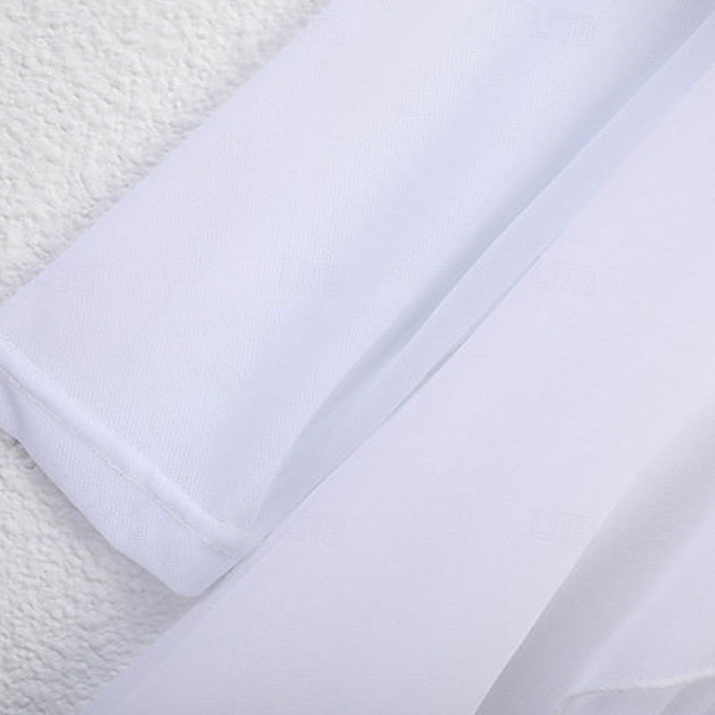 abito da ballo da sala da donna con fiori, in rete trasparente, a maniche lunghe, con volant sovrapposti, abito da competizione moderno standard, bianco e blu del 2026 a $149.99 –P5