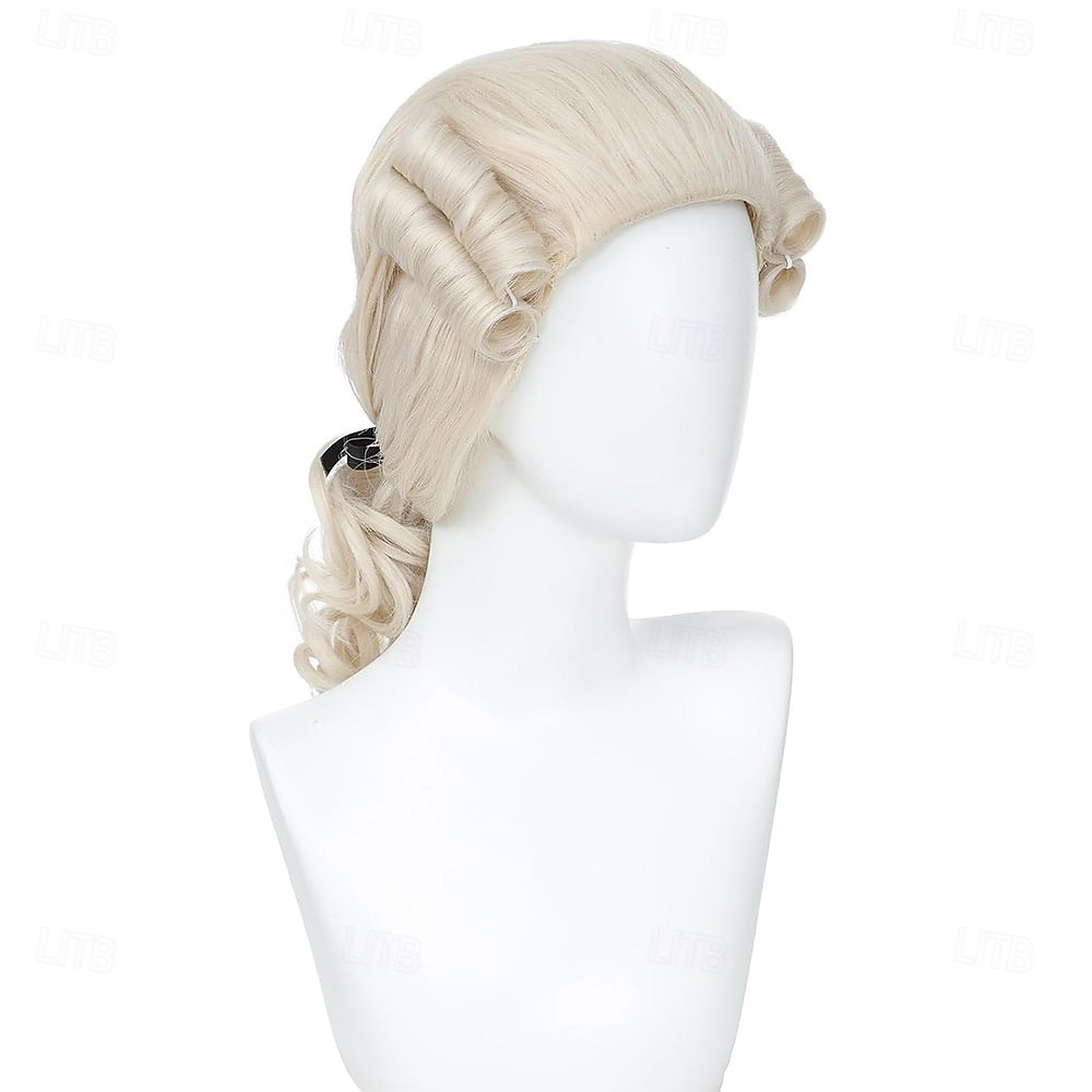 parrucca sintetica riccia con coda di cavallo parrucca di media lunghezza beige capelli sintetici uomo alla moda morbido bianco naturale del 2026 a $23.99 –P2