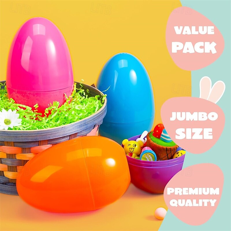 18/30 Pcs Large Plastic Easter Eggs, 4.8 Inch Colorful Jumbo Fillable Eggs for Easter Egg Hunt, Easter Basket Stuffers, Basket Fillers, Party Favors, Classroom Prizes, Treat Candy Containers 2026 - $23.99 –P3