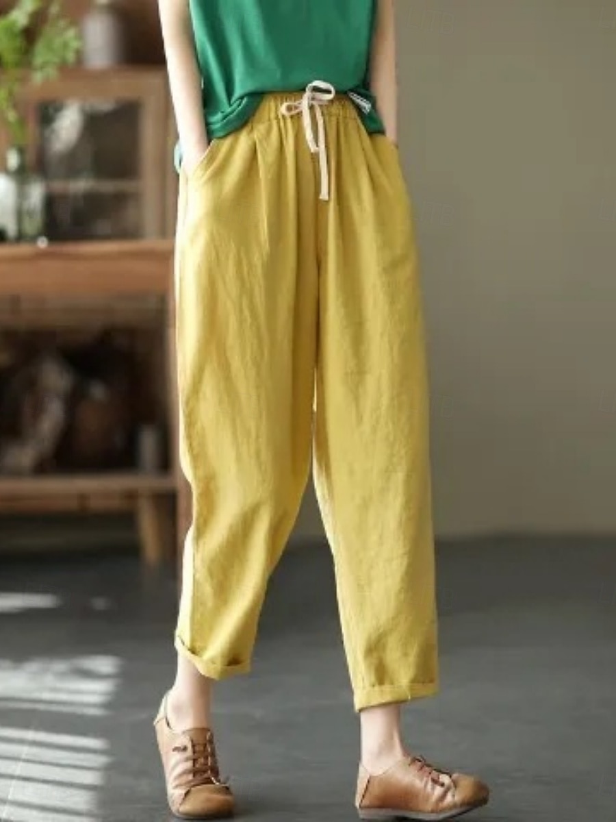 Mujer Pantalones Pantalones de verano Pantalones anchos Pantalones de playa Vacaciones Moda Ropa de calle Hasta el Tobillo Alta cintura Plano Correa Bolsillo Cintura elástica Comodidad Suave 2026 - $22.99 –P3