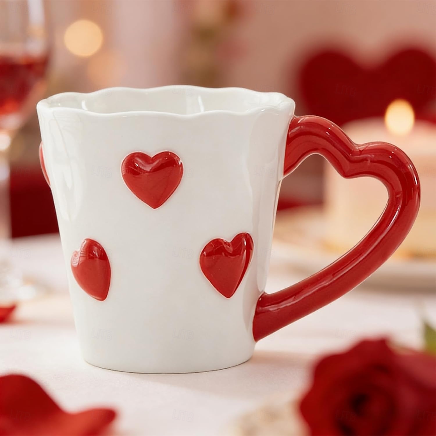 Heart-Shaped Coffee Mug – Cute Ceramic Cup with Red Hearts, Valentine's Day Themed Tea Mug for Gifts, Home Decor, Office, Couples, Love Gifts, Birthday, Wedding, and Romantic Decorations 2026 - SGD S$28.45 –P1
