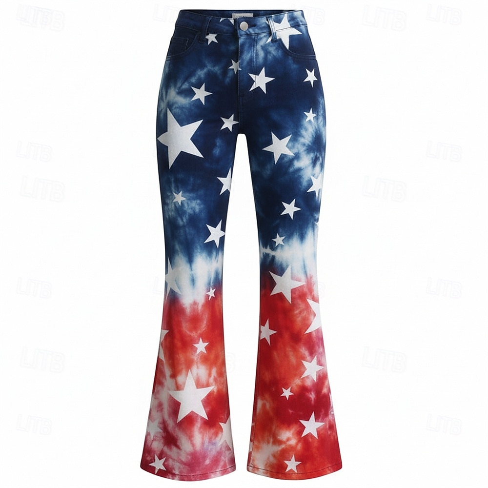 250ή Επέτειος ΗΠΑ Ρετρό / Βίντατζ Δεκαετία '70 Παντελόνια Παντελόνι με καμπάνα Χίπισσα Ντίσκο Ψηλή Μέση Φανταχτερή Φόρεμα Γυναικεία Μασκάρεμα 4η Ιουλίου Πάρτι Ημέρα της ανεξαρτησίας Ενηλίκων 2026 - $32.99 –P2