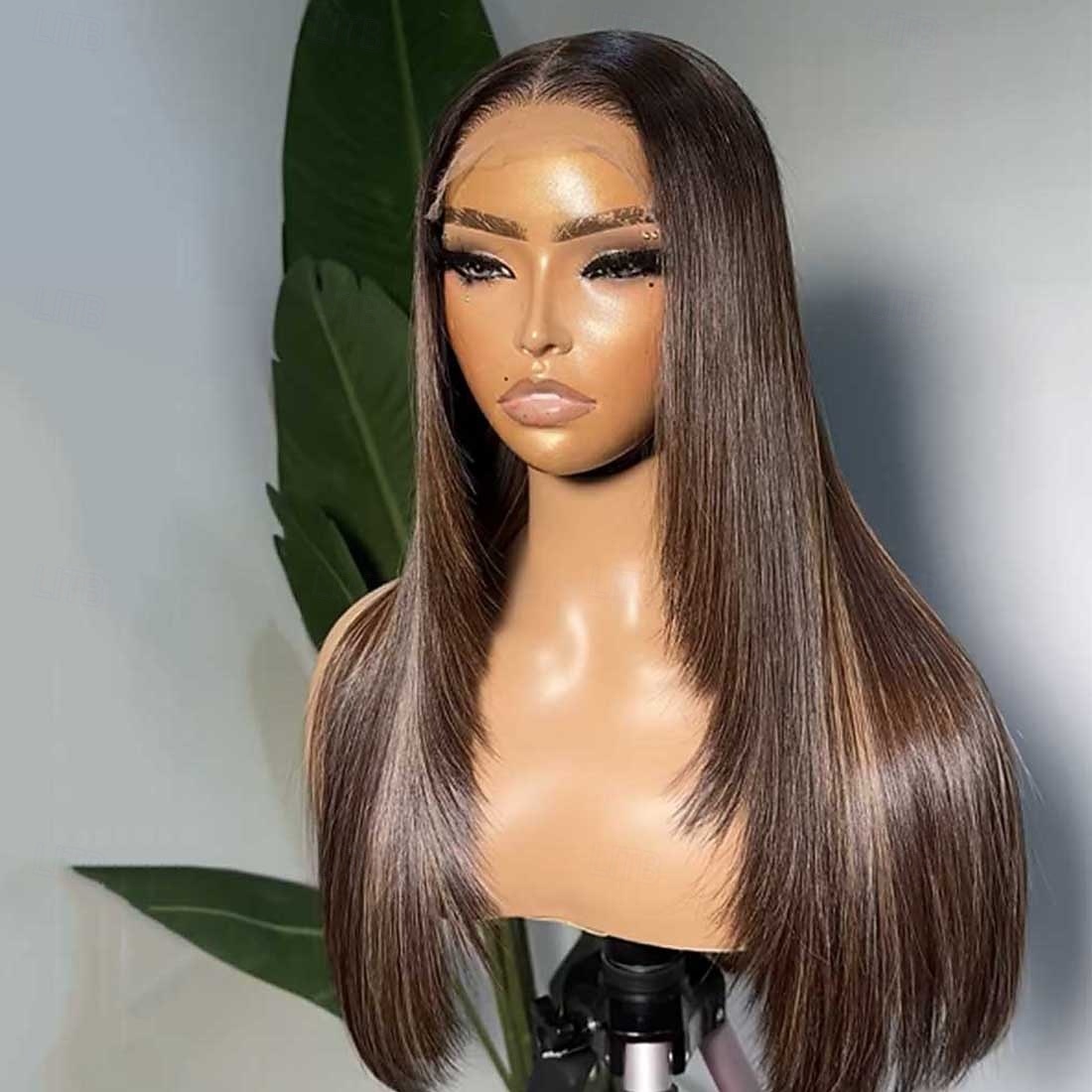 Human Hair 5x5 Closure 13x4 Lace Front Wig Free Part Layered Haircut Brazilian Hair Straight Brown Wig 150% 180% Density Ombre Hair Natural Hairline 100% Virgin Glueless Pre-Plucked For Women Long 2026 - $287.69 –P4