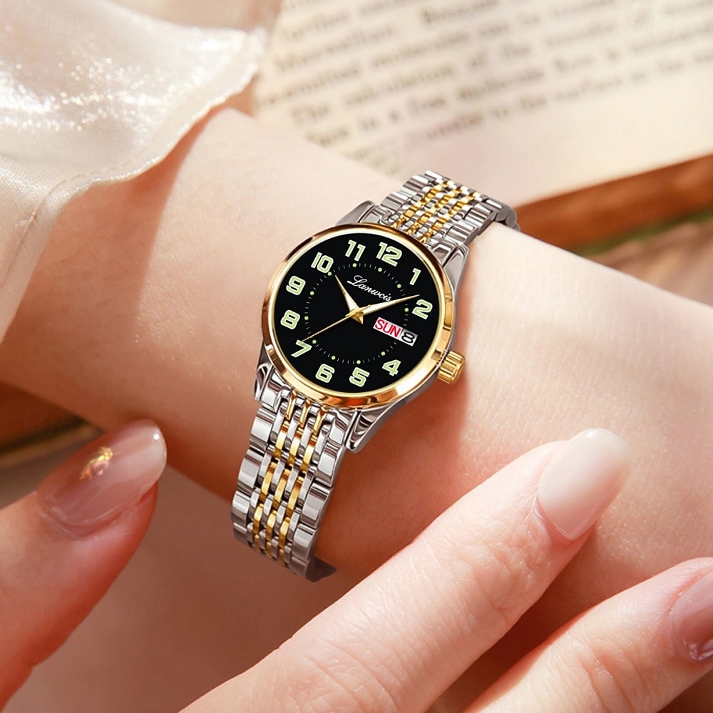 Klassisk Damklocka Original Kvarts Klocka Rhinestone Urskiva Luminös Datum och Kalenderfunktion Trendig Moderiktiga Affärsluxusklocka Bästa Val för Födelsedagspresent Mors Dag 2026 - $20.99 –P1