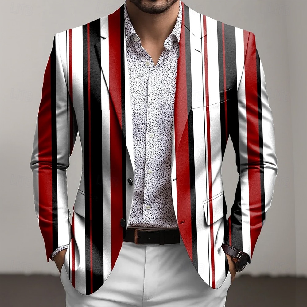 Per uomo A righe Giacca blazer Cappotto Confortevole Traspirante Artistico Casual Casuale Quotidiano Abbigliamento da sera Stampa 3D Bottoni Multi-tasche Primavera Autunno & Inverno Dentellato Manica del 2026 a $85.99 –P1
