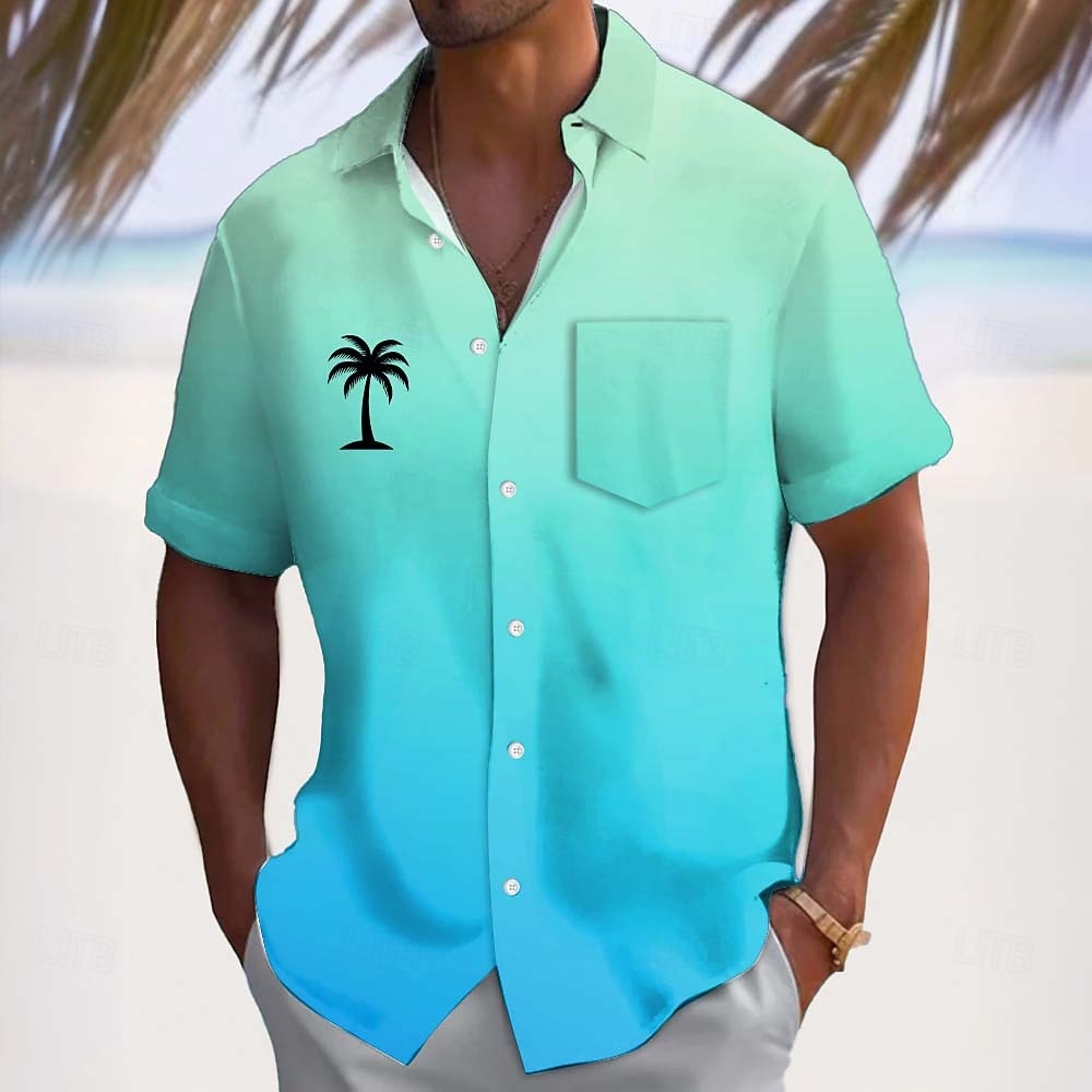 Муж. Кокосовая пальма Градиент цвета Тропические растения Гавайская рубашка Кнопка рубашка Рубашка Алоха С короткими рукавами Гавайский Повседневные Отпуск Лето Весна Отложной 3D 2026 - $25.99 –P1