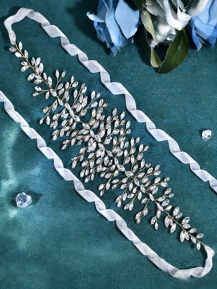Cintura da donna con zirconi e cristalli in poliestere – vari colori, design elegante – perfetta per matrimoni ed eventi serali del 2026 a $18.99 –P8