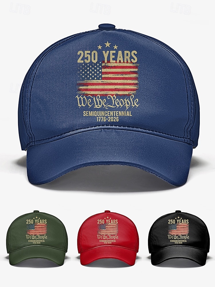 כובע בייסבול מתכוונן לגברים - חגיגות 250 שנה ויום העצמאות, מגוון צבעים, חומר פוליאסטר, מושלם לאירועים חיצוניים ולבוש חגיגי 2026 - $14.99 –P4
