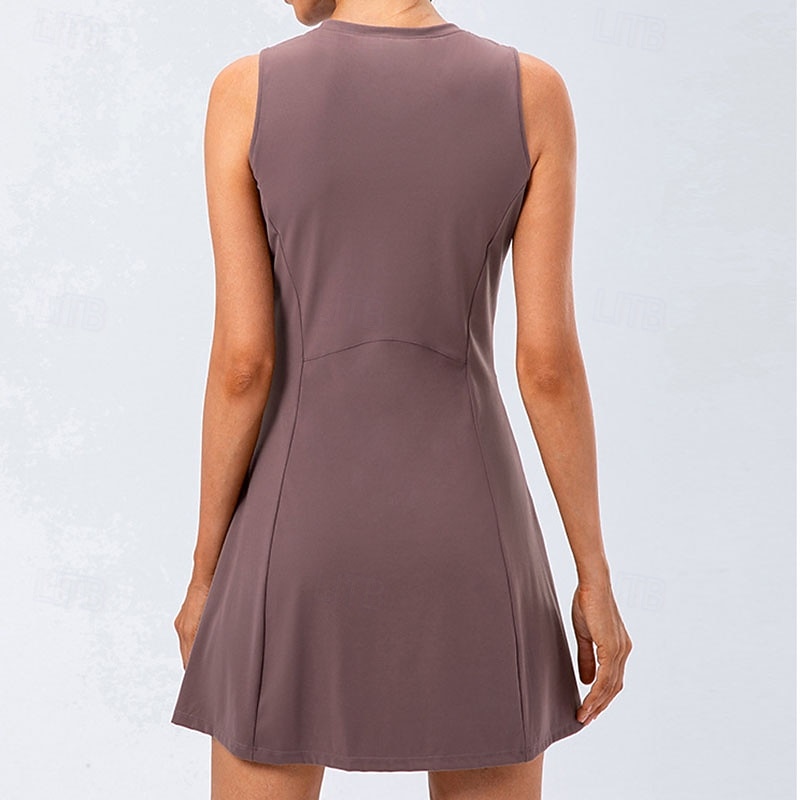 Per donna Tinta unita Abito da tennis Gonne da tennis con pantaloncini Abito sportivo Senza Maniche Patchwork Tasca Assorbimento degli urti Traspirante Tennis Golf Corsa Girocollo Vestito Nero Bianco del 2026 a $47.99 –P3