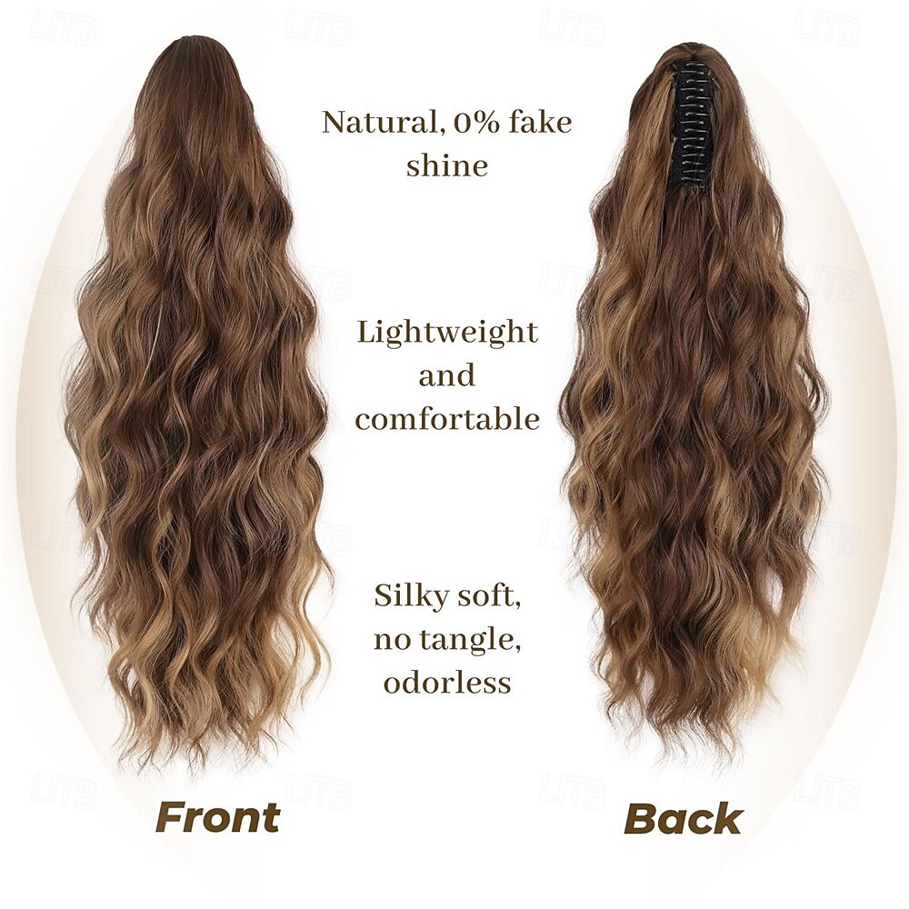 Haarextensie met clipsluiting, 45 cm (18 inch), synthetische haarextensie, lang, golvend, krullend, met clipsluiting, pluizig, natuurlijk ogend, voor dagelijks gebruik door vrouwen (lichtbruin gemengd 2026 - $16.49 –P6