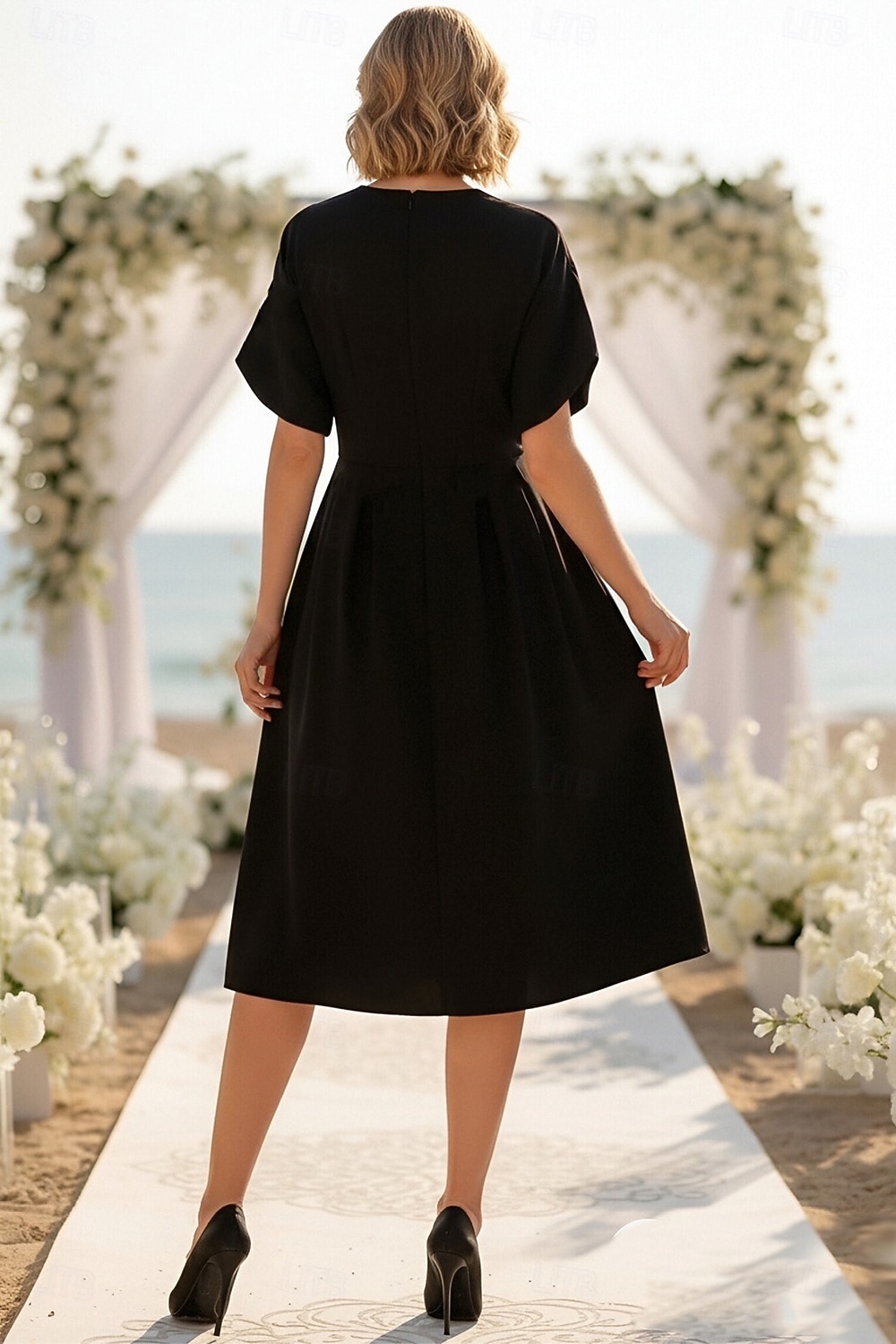 A-Line Tea Length Party Dress Cocktail Dress Wedding Guest Dress Wedding Guest Dresses Elegant Vintage Daily Short Sleeve V Neck Wedding Church with Pleats 2026 - $114.99 –P2
