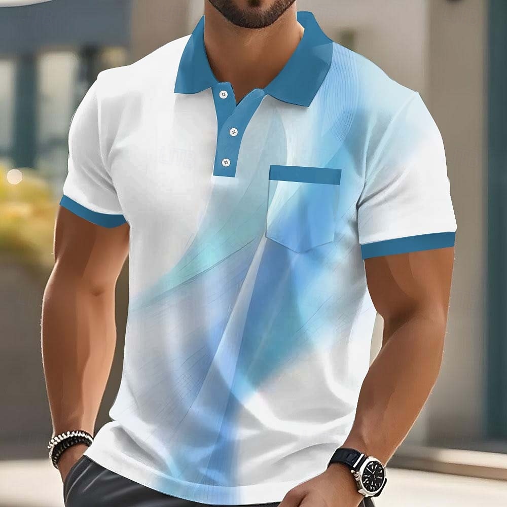 Per uomo Geometrico Polo Manica Corta Magliette polo Camicie con Colletto Business Casual All'aperto Athleisure Abbigliamento quotidiano Stampa 3D Bottoni Estate Primavera Blu Rosso Viola del 2026 a $22.99 –P1