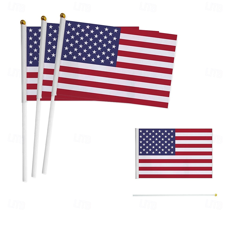 Bandera de Estados Unidos hecha a mano (100 unidades), bandera del Día de la Independencia, poliéster con mástil. 2026 - $18.99 –P2