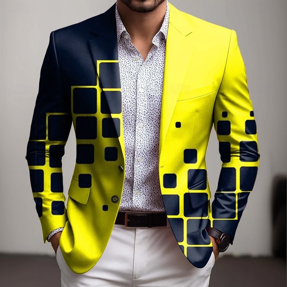 Per uomo Geometrico Giacca blazer Cappotto Di tendenza Confortevole Traspirante Artistico Casual Casuale Quotidiano Abbigliamento da sera Stampa 3D Bottoni Multi-tasche Primavera Autunno & Inverno del 2026 a $85.99 –P1