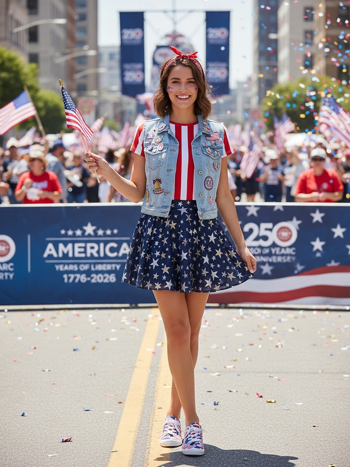 Women's USA Red Blue Lace-up Canvas Shoes – Vintage Patriotic Casual Sneakers for Independence Day, Parades, City Walking, United States Anniversary, Travel & Everyday Outfits 2026 - $34.99 –P6