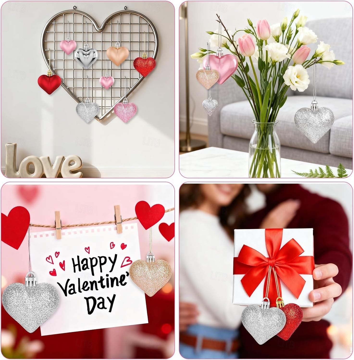 36PCS Valentine's Day Decorations Heart Ornaments, 3 Styles 2 Sizes Multi-Color Heart Shaped Baubles for Valentine Tree Decor, Wedding, Anniversary, Christmas & Party 2026 - $15.99 –P6