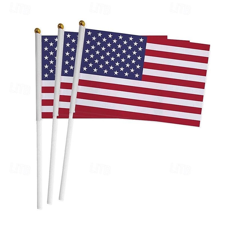 Bandera de Estados Unidos hecha a mano (100 unidades), bandera del Día de la Independencia, poliéster con mástil. 2026 - $18.99 –P1