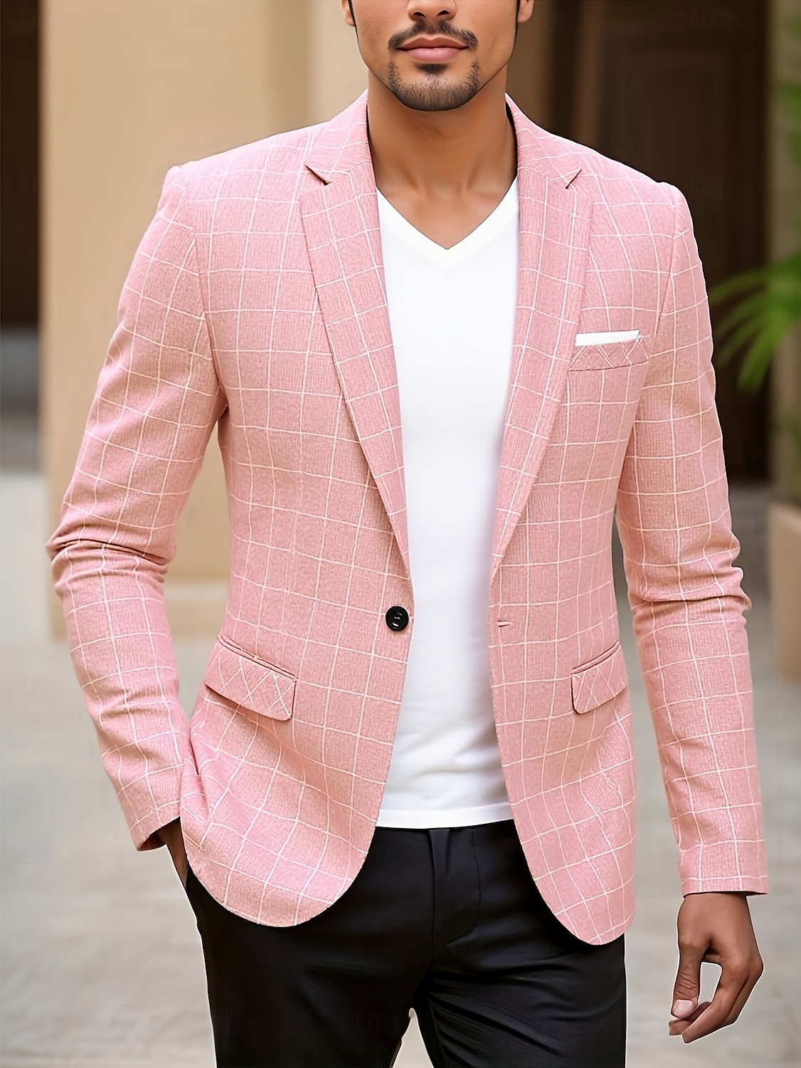 Ανδρικά Μπλέιζερ Ελαφρύ παλτό Causal Καθημερινά Παραλία Κομψό Μοντέρνα Καλοκαίρι Άνοιξη POLY Καρό Καρό / Τετραγωνισμένο Ελαφρύ Καρό μοτίβο Καθημερινά Μονόπετο Ενός Κουμπιού Χρωματιστή ζακέτα 2026 - $61.99 –P5