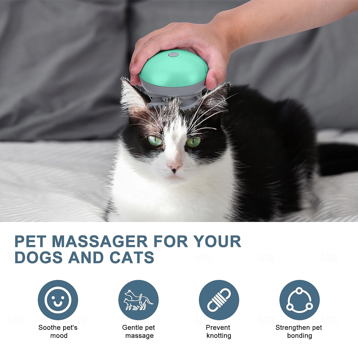 Aparat de masaj portabil modernizat pentru animale de companie, pentru câini și pisici, aparat electric de masaj pentru pisici și câini, cu 4 capete de masaj rotative, trei moduri, pentru ameliorarea 2026 - $25.99 –P3