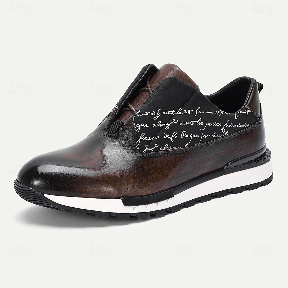 Zapatillas de cuero sin cordones para hombre: diseño elegante con letras, cómodas y modernas, ideales para ocasiones informales y semiformales. 2026 - $84.99 –P7