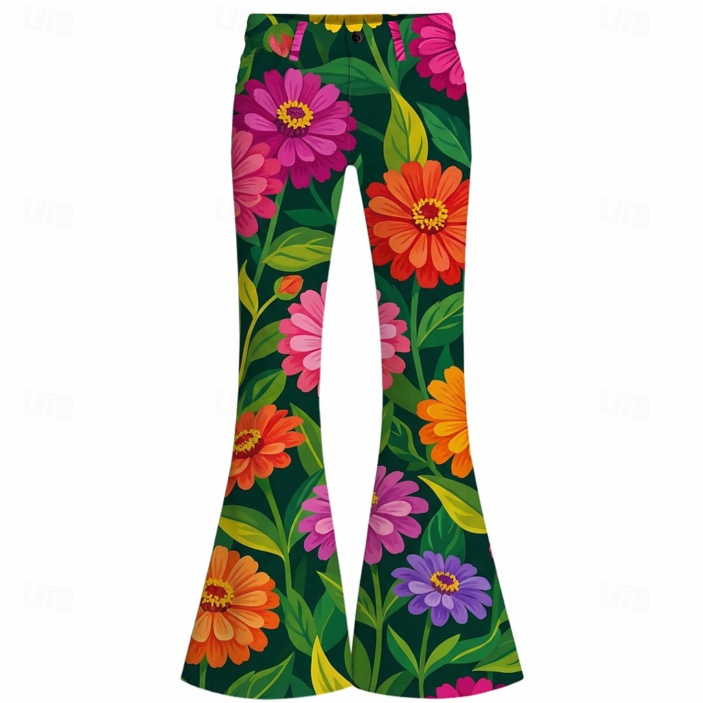 Retro Vintage Boho 1970s Pants Bell Bottom Pants Hippie Disco High Waist Floral Fancy Dress Women's Masquerade Music Festival Party Pride Parade Adults' Pants 2026 - $35.99 –P1