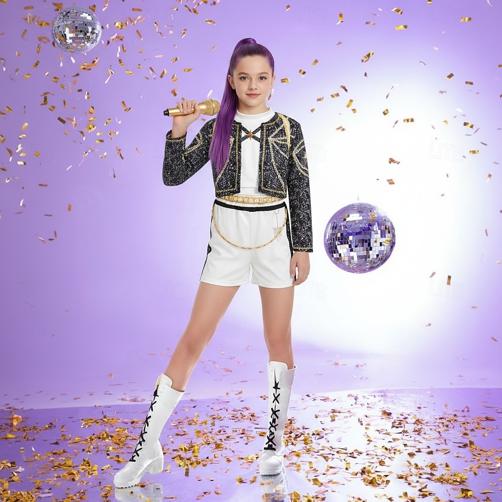 Kpop-inspiriert Von koreanischen Idolen inspiriert Popstar Kostüm Festkleidung Virtuelles Idol for Mädchen Kinder Halloween Karneval Leistung Comic-Konzert Anime Expo 2026 - $27.99 –P9