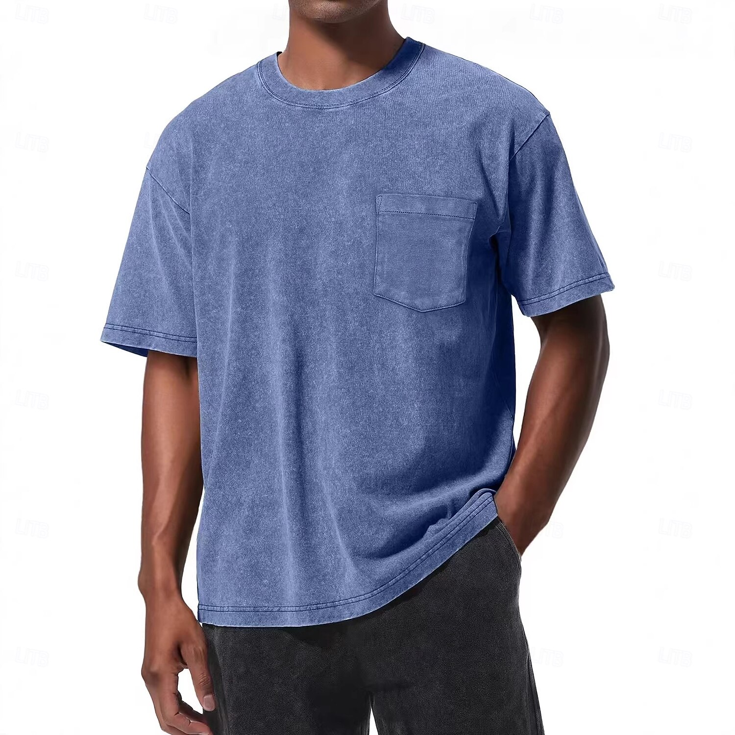 Мужчины Футболка Рубашка из 100% хлопка с кислотной стиркой С короткими рукавами Короткие рукава "Круглый вырез ""под горло""" Лето Все сезоны Сплошной цвет Винтаж Уличный стиль Оригинальный рисунок 2026 - $20.99 –P8