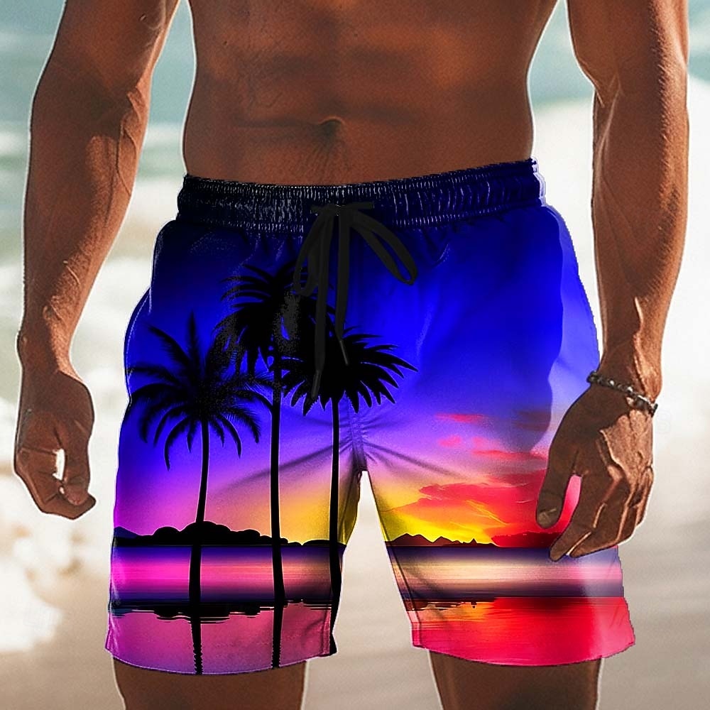 Voor heren Kokosnootboom Natuur & Landschappen Tropische planten Lange zwembroeken Zwemshorts Boardshorts Medium Taille Hawaii Strandvakantie Zijzakken Mesh voering Elastische tailleband met trekkoord 2026 - $20.99 –P3