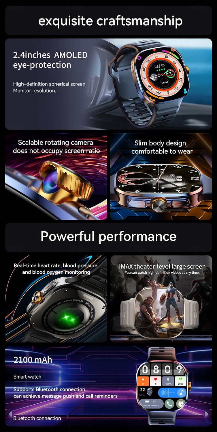 M99 Smartklokke 2.14 tommers Smartklokke 3G 4G 3G Skritteller Samtalepåminnelse Aktivitetsmonitor Kompatibel med Android iOS Herre GPS Lang ventetid Vanntett IP68 50mm urkasse 2026 - $158.99 –P2