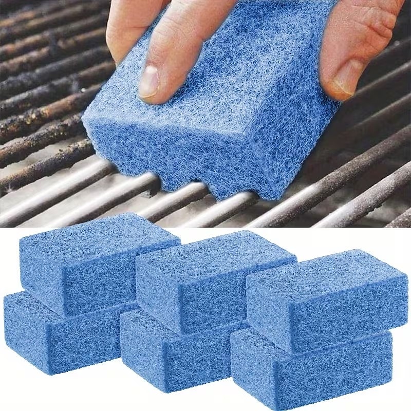 6 darabos grilltisztító szivacs karcmentes kaparóval, hőálló grilltisztító gáz- és faszénhez &sütőrácsok, csúszásmentes ergonomikus fogantyú 2026 - $10.49 –P1