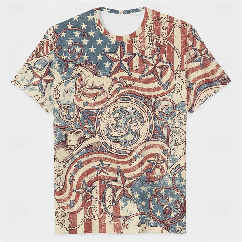 Patriotic T-shirt Graphic Tee USA Retro Vintage Patriotic T-shirt Sleeve 1776-2026 for Unisex Adults' 3D Print  for Independence Day / the Fourth of July 4th of July 2026 - $20.99 –P1