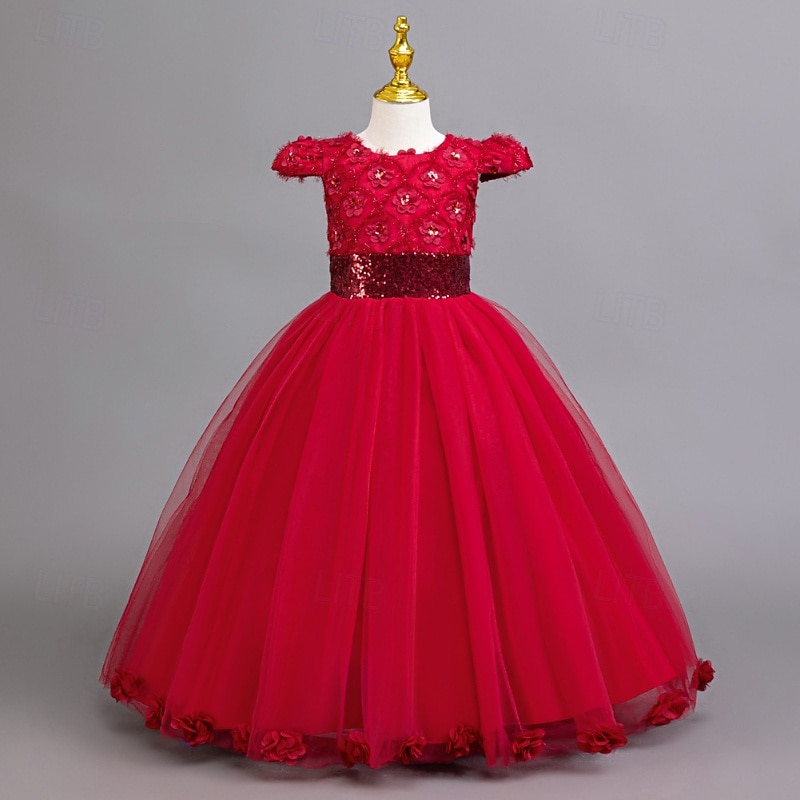 Vestido de Niña Florista Chica Vestido formal Atuendo de boda Fiesta Boda Formal Moda Adorable Princesa Retazos Malla Color sólido Sin Mangas Cuello Barco Azul Piscina Rosa 4 años + 2026 - $55.99 –P11